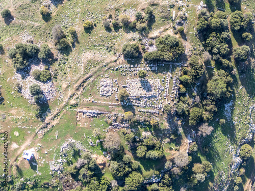 Fototapeta Naklejka Na Ścianę i Meble -  The Notion Ancient City drone view in Izmir district of Turkey