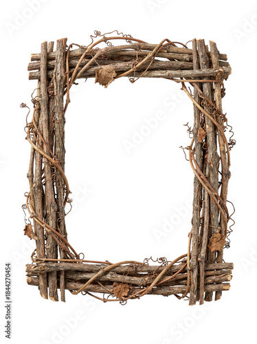 Various frames with natural materials on a transparent background for creative design projects