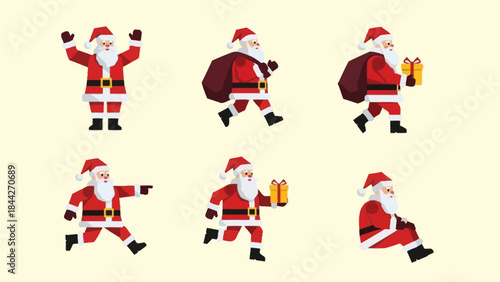 Abstract Geometric Santa Claus Icon Set