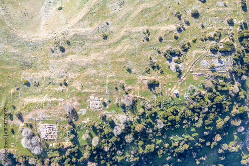 Fototapeta Naklejka Na Ścianę i Meble -  The Notion Ancient City drone view in Izmir district of Turkey