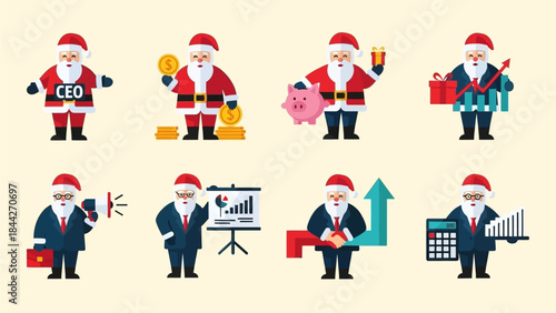 Santa Claus Business & Finance Icon Set