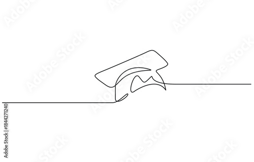Continuous one line art drawing graduation cap for education concept. one line Icon drawing with transparent background