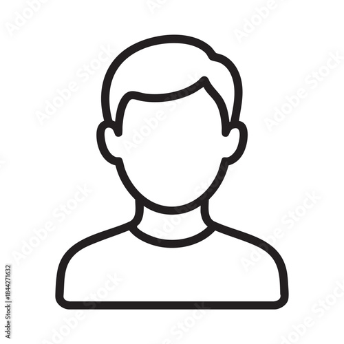 A simple black and white line drawing depicts the head and shoulders of a generic male figure profile view