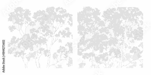Silhouetted trees with dense foliage a minimalist nature illustration