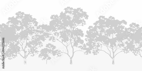Silhouetted trees against a white background simple natural landscape illustration