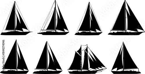 Sailboat Silhouette, Yacht Sailboat Silhouette, Sailing Boat Silhouette, Sailboat Icon, sailboat Sailboat Vector, Sailboat set