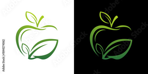 green apple and leaf logo simple