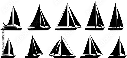 Sailboat Silhouette, Yacht Sailboat Silhouette, Sailing Boat Silhouette, Sailboat Icon, sailboat Sailboat Vector, Sailboat set
