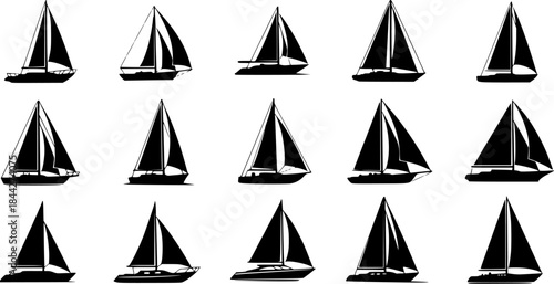 Sailboat Silhouette, Yacht Sailboat Silhouette, Sailing Boat Silhouette, Sailboat Icon, sailboat Sailboat Vector, Sailboat set