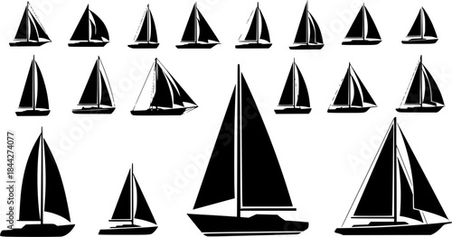 Sailboat Silhouette, Yacht Sailboat Silhouette, Sailing Boat Silhouette, Sailboat Icon, sailboat Sailboat Vector, Sailboat set