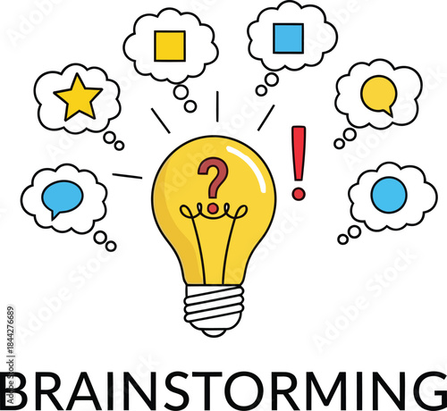 Brainstorming ideas and creativity concept illustration