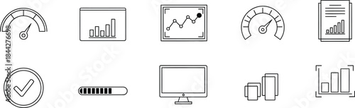 Collection of business and data analysis icons and graphics