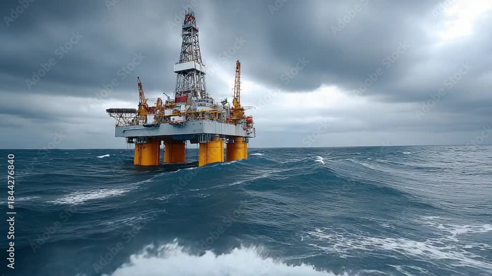 Oil Rig Photo Rwi Offshore Drilling Rig in Stormy Seas: An imposing offshore drilling rig ...