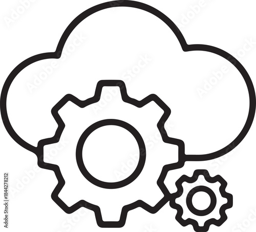 Cloud Computing Configuration Icon – Cloud Infrastructure with Interlocking Gears for System Automation and IT Services