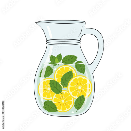 Refreshing Lemonade Pitcher with Mint Leaves