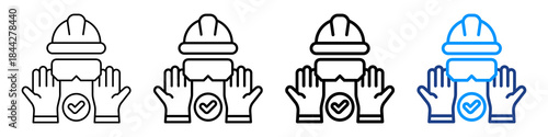 Safety Equipment Icon Different Style Outline Collection Set.