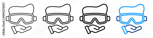 Safety Goggles Icon Different Style Outline Collection Set.