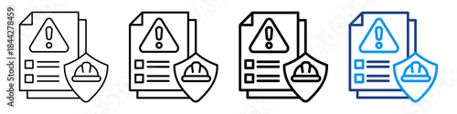 Safety Data Sheet Icon Different Style Outline Collection Set.