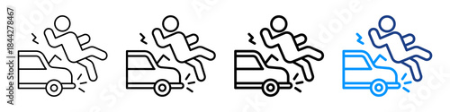 Accident Icon Different Style Outline Collection Set.