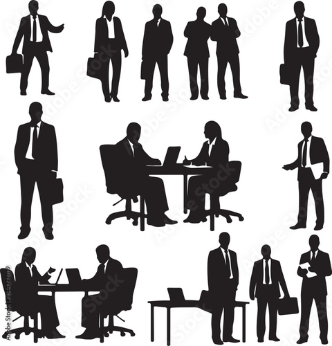 Business People Silhouettes Collection Business Meeting Office Concepts Teamwork Corporate