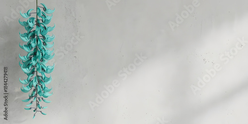 Serene Wabi-Sabi Botanical: Turquoise Jade Vine Flower against Empty Concrete - AI Generated