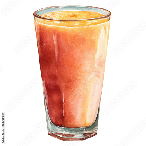 Watercolor vector illustration of Smoothie, isolated on white background.