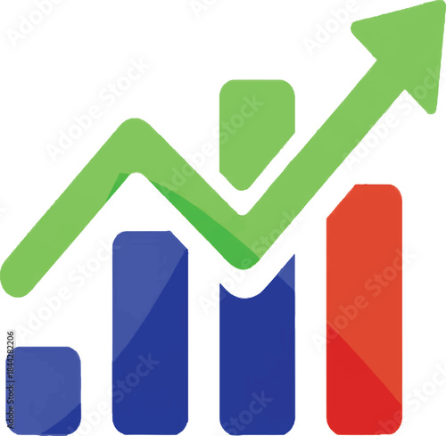 Business Growth Chart Icon with Upward Arrow and Bar Graph