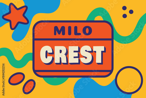 Color splash name badge with rounded frame