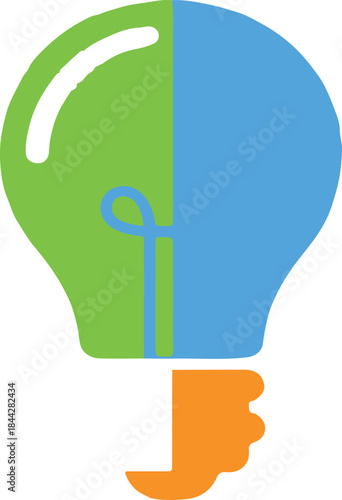 Creative Idea Light Bulb Icon with Human Head and Hand Concept