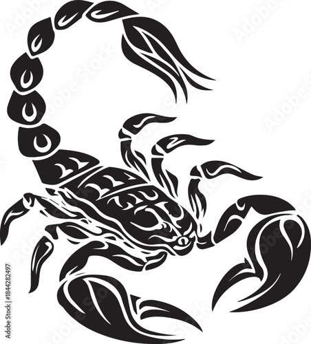 Black Scorpion Tribal Silhouette Vector Illustration Isolated on White Background