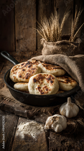 Fototapeta Naklejka Na Ścianę i Meble -  Bieszczadzkie Proziaki, soda bread, originating from Subcarpathia. AI generativ.