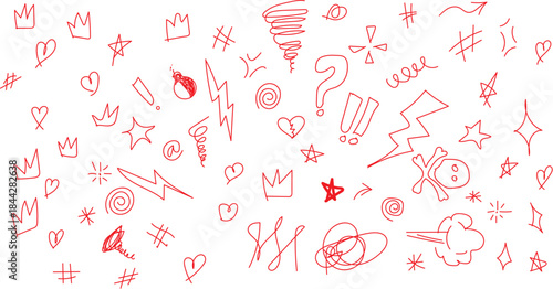 Hand drawn doodle Swearing isolated on white background. A humorous hand-drawn doodle featuring a swearing expression, presented cleanly on a white background for easy integration into designs.