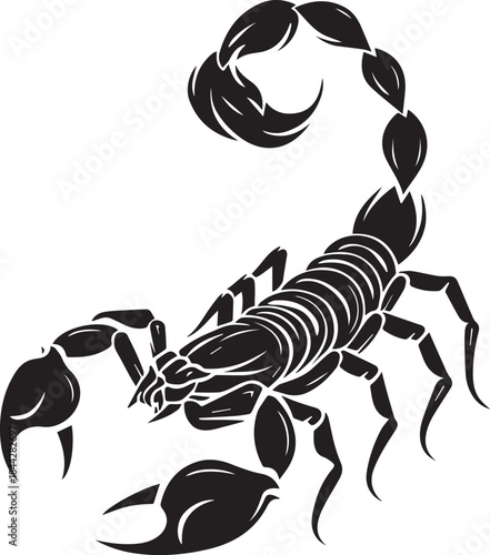 Black Scorpion Tribal Silhouette Vector Illustration Isolated on White Background