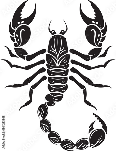 Black Scorpion Tribal Silhouette Vector Illustration Isolated on White Background