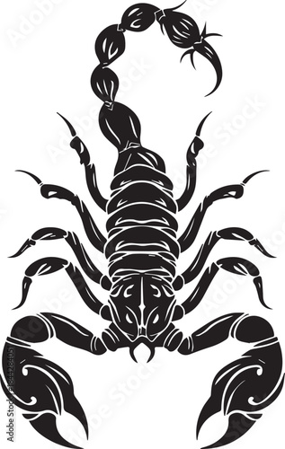 Black Scorpion Tribal Silhouette Vector Illustration Isolated on White Background