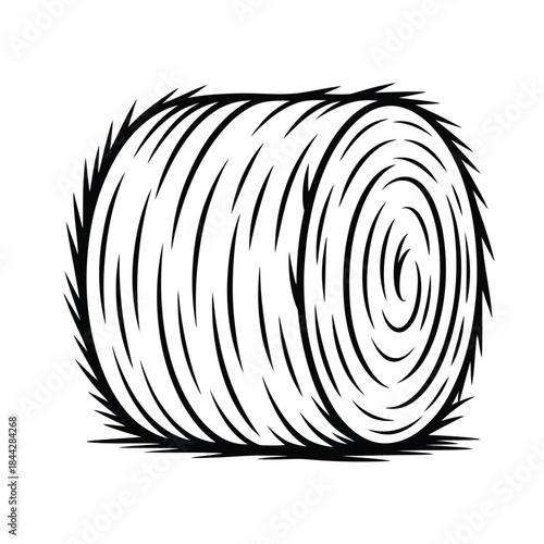 A simple sketch illustration depicting a round bale of hay
