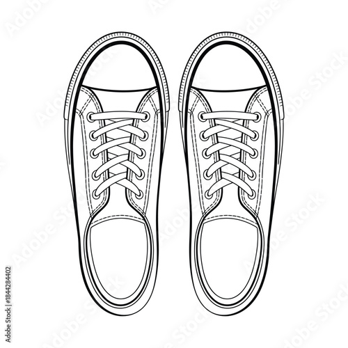A detailed illustration of a pair of classic canvas sneakers top view