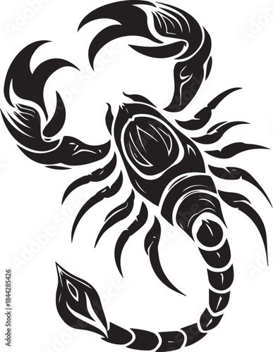 Black Scorpion Tribal Silhouette Vector Illustration Isolated on White Background