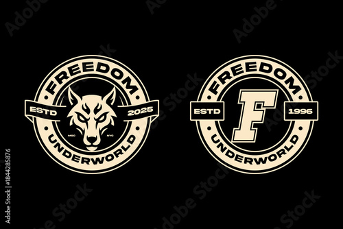 Freedom Underworld Wolf and Letter F Badges