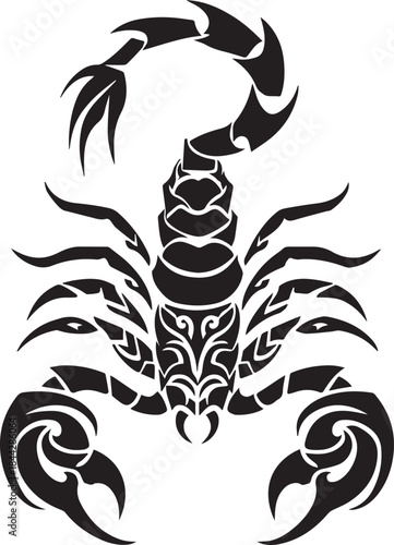 Black Scorpion Tribal Silhouette Vector Illustration Isolated on White Background