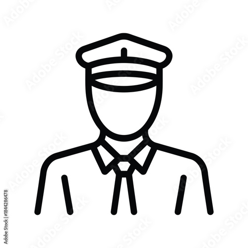 Simple black and white line drawing of a police officer s head