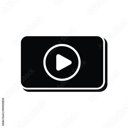 Simple black play button icon within a rounded rectangle shape