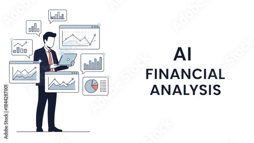 Modern business professional leveraging artificial intelligence for comprehensive financial data analysis and strategic market insights, enhancing decision-making and investment strategies