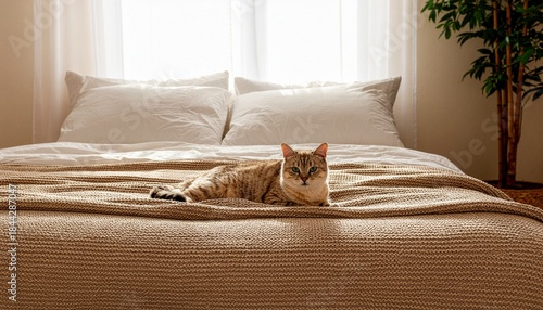 Wallpaper Mural ベッドの上で飼い主のことを待っているかわいい猫 / Cute Cat Waiting for Owner on Bed
 Torontodigital.ca