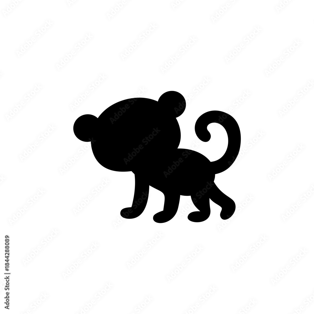 Fototapeta premium Monkey silhouette cartoon illustration