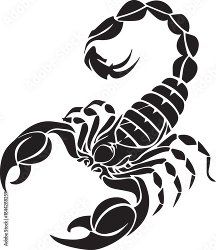 Black Scorpion Tribal Silhouette Vector Illustration Isolated on White Background