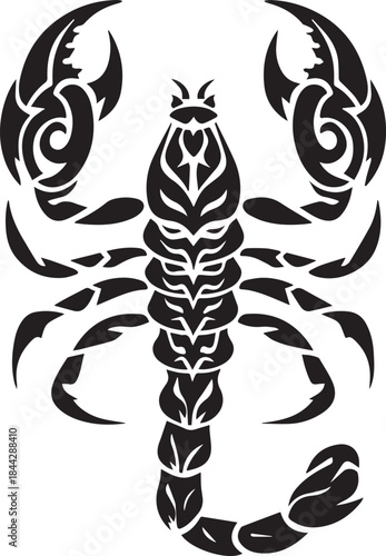 Black Scorpion Tribal Silhouette Vector Illustration Isolated on White Background