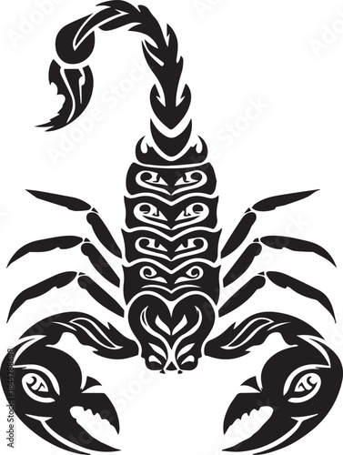 Black Scorpion Tribal Silhouette Vector Illustration Isolated on White Background