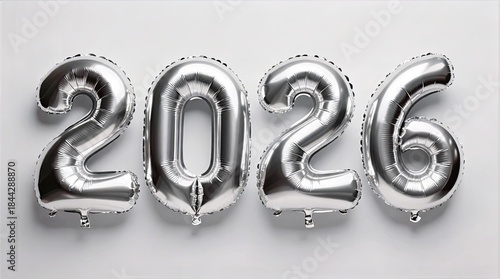 2026 Silver Helium Balloon Typography