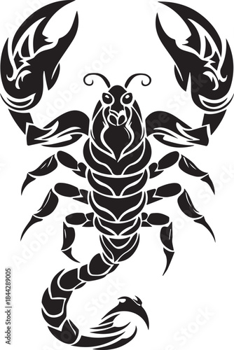 Black Scorpion Tribal Silhouette Vector Illustration Isolated on White Background